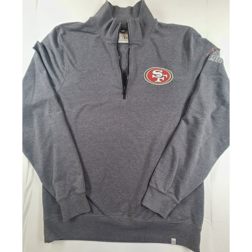 '47 San Francisco 49ers Sweater Mens Large Gray Quarter Zip Football Team NFL - Picture 2 of 6